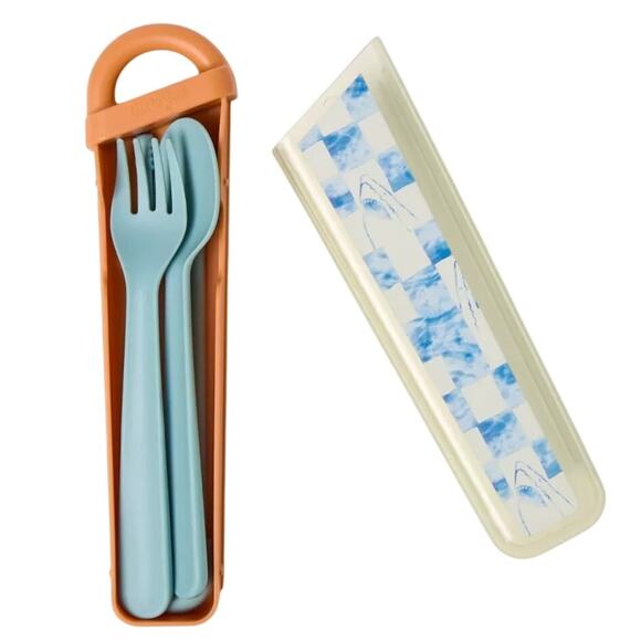 Cat & Jack Shark Print Cutlery Set w/ Case NEW - Picture 1 of 4